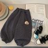 Pantalones Largos para Niños Bangcheng 2026 Primavera Nuevo Estilo Pantalones Rayados de Cachorro Niños y Niñas Tejidos Ropa Infantil Tendencia Calabaza H0032