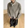 Chaqueta bomber de cuero PU estilo americano tie-dye con cuello alto para hombre, chaqueta de trabajo moderna para primavera y otoño, top casual holgado