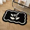 Alfombra de Piso Absorbente para Baño Estilo Ins Transfronterizo Blanco y Negro, Alfombrilla de Baño Gruesa de Felpa Antideslizante, Alfombra de Terciopelo