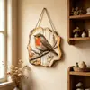 Placa de madera de pájaro impresa plana 2D, adorno colgante de decoración de jardín estilo pastoral, manualidad para pared del hogar