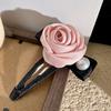 Presilha Rosa com Pérola e Laço Presilha BB Elegante Suave High-End Rosa Rosa Lateral Presilha de Cabelo para Mulheres