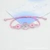 Pulseira de Miçangas de Vidro com Renda de Flor Real Fresca e Simples Estilo Coreano Pulseira Trançada à Mão Flor de Cerejeira Presente para Amigas