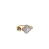 Anillo de trébol de cuatro hojas con concha marina, anillo de perlas DIY, base en blanco, accesorios de joyería al por mayor, anillo abierto ajustable de moda