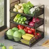 Estante de Almacenamiento de Cesta para Verduras de Cocina Encimera Doméstico Multicapa Simple Caja de Almacenamiento Dedicada para Verduras, Condimentos, Cebollas, Jengibre, Ajo