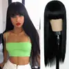 Peruca de Moda Europeia e Americana Nova para Venda Transfronteiriça na Amazon com Franja Reta Cabelo Longo e Liso Peruca Quente Africana Cobertura Completa da Cabeça