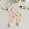 Calcetines Blancos Estilo Miu para Mujer, Calcetines de Media Pantorrilla, Modelos de Primavera y Otoño, Calcetines Largos Transpirables de Malla Sin Costuras Ultrafinos, Calcetines de Verano Holgados