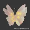 Mariposa grande artificial de gasa transfronteriza con luces, decoración de mariposa brillante para bodas de primavera y fiestas de cumpleaños