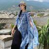 2024 Novo Estilo Padrão de Pedra Estilo Étnico Xale Estilo Chinês Fivela Xale Viagem Foto Distintivo Capa de Proteção Solar