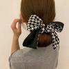 Houndstooth Bow Head Rope Ribbon Silk Scarf Hair Belt Gravata de cabelo feminina Anel de cabelo de verão 2021 Novo estilo de rabo de cavalo Headwear