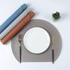 Mantel Individual Semicircular con Borde Dorado de Estilo Nórdico, Posavasos, Individual de Cuero, Impermeable y a Prueba de Aceite, Venta al por Mayor para Comedor Occidental de Hotel, Estilo Ins