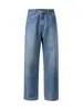 Ropa de Hombre Fengshe / 2026 Nuevos Jeans Lavados en Azul Desgastado Estilo Americano Modernos Holgados de Pierna Recta para Hombre