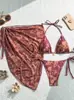 Traje de baño de dos piezas para mujer estilo europeo y americano con diseño de corbata, Bikini estampado para vacaciones y playa, Bikini estampado sexy
