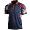 Camisa polo patriótica impressa da bandeira nacional do dia da independência dos homens europeus e americanos 1776 3d digital impresso t-shirt