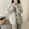 Nuevo cárdigan de punto holgado y casual estilo coreano para mujer para otoño e invierno, chaqueta suéter gruesa, top versátil y adelgazante