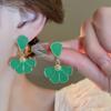 Pendientes Retro Simples de Pétalos de Flor con Goteo de Aceite, Moda Estilo Francés, Estilo Nicho, Pendientes de Gama Alta para Mujer