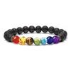Pulsera de Joyería de Aleación de Siete Venas de Venta Caliente Transfronteriza Colorida Piedra Volcánica Turquesa Ojo de Tigre Yoga Tejida