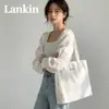 Bolsa de Ombro de Lona Personalizada Estilo Coreano Ins Blogger Style Lazy-Style Plissada Texturizada com Bolinhas para o Dia a Dia em Lona Branca