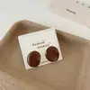 Pendientes Redondos de Tachuela Rojo y Azul con Goteo de Aceite para Otoño e Invierno para Mujer, Aguja de Plata, Estilo Francés Vintage, Suave, Realzan el Cutis, Elegantes, Pendientes de Círculo Simples