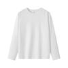 Playera de manga larga de algodón pesado de 300 g para hombre y mujer con cuello redondo de color sólido para primavera y otoño, camiseta básica gruesa americana de tres agujas