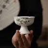 Caneca de Chá para Mestre de Chá Pintada à Mão com Bambu Tinta, Colaboração Dinastia Tang e Song Mu Cangzhai, Conjunto de Chá Kung Fu, Copo de Degustação com Bambu Tinta, Copo Único de Grande Capacidade