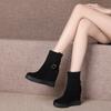 Otoño e Invierno Negro Tacón Oculto 12cm Zapatos Casuales de Cuña Estilo Coreano Modernos Versátiles Botines Cortos Zapatos para Mujer