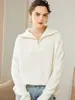 Suéter de cachemira para mujer, 100% cachemira pura, con solapa y cremallera, grueso, suelto, adelgazante, para otoño e invierno, recién llegado, ropa exterior.