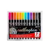 Suministro Directo de Fábrica Bolígrafo de Contorno Doble Línea Colorido Fantasía Metálico 12 Colores Bolígrafo para Diario Tarjeta de Felicitación Fluorescente Bolígrafo de Dibujo para Garabatos Infantiles