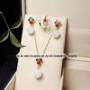 Atacado de fábrica xinjiang hetian jade branco contas de jade terno de três peças pingente brincos anel terno