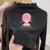 Camiseta de terciopelo con volantes y manga larga para niña, nueva para primavera, otoño e invierno, cuello medio alto, top cepillado, camiseta base dulce para bebé