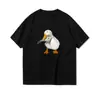 Algodón Puro Verano Diversión Estampado de Pato Billete de Dólar Camiseta de Manga Corta Holgada Estilo Hong Kong Casual