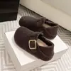 Zapatos grises para mujer estilo Birkenstock de suela gruesa que aumentan la altura, nuevo modelo 2026, estilo popular de invierno, forrados de felpa, sin cordones y cómodos zapatos de algodón