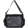 Estilo Universitário Versátil Simples Mochila Escolar de Grande Capacidade Bolsa Mensageiro para Mulheres Bolsa Transparente de Ombro Transversal