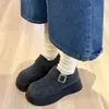 2025 Novas Botas de Neve Quentes de Veludo Outono e Inverno Sapatos de Algodão Mocassins Casuais Sapatos Birkenstock de Solado Grosso Sapatos Femininos