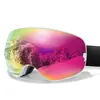 Gafas de esquí transfronterizas con lentes esféricas de doble capa antivaho, Gafas de montañismo para exteriores, Gafas de esquí a prueba de viento y nieve, Compatibles con lentes recetados