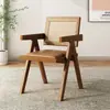 Silla de Ratán Chandigarh Silla de Comedor de Madera Maciza Silla con Reposabrazos y Respaldo Antiguo Francés para el Hogar Taburete Silla de Ratán Informal