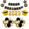 Conjunto de Balões Preto e Dourado de Ano Novo 2023 Bandeira de Ano Novo Balão de Filme de Alumínio Digital US de 32 Polegadas Suprimentos para Decoração de Festa de Ano Novo