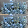 Nuevo arreglo floral de lugar de boda flor artificial decoración de boda fila de flores terminada pasarela camino arte floral boda flor artificial