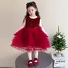 Conjunto de vestido para niña, nuevo estilo otoño/invierno 2026, moda coreana, vestido de pastel con lentejuelas, forro polar y engrosado para bebé niña, a la moda