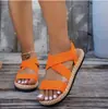 Sandalias para Mujer 2026 Primavera Nuevas Planas Estudiante Romanas de Playa Suela Suave Tira Cruzada Tallas Grandes Zapatos de Mujer