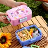 Lancheira Quadrada Cartoon de Alto Acabamento para Crianças, Lancheira para Campus Estudantil com Compartimentos, Caixa para Lanches Frutados de Piquenique ao Ar Livre