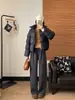 Jaqueta Acolchoada Anxin Veludo Samsung Pato Branco Espessa Quente Curta Gola Alta para Mulheres Petites Inverno 001