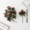 Decoração de atmosfera natalina de 5 pontas para decoração de casa, videira artificial com bagas vermelhas e folhas, decoração de área cênica, galhos para pendurar na parede