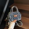 Bolso de Mano Casual Bolso Tote Pequeño para Mujer 2025 Nuevo Retro Denim Bolso Cuadrado Pequeño Versátil Sencillo Bolso Bandolera