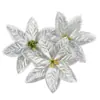 Tecido de flor de Natal artificial, cabeças de flor de poinsétia, flores decorativas para artesanato de Natal, enfeites de Natal, flores para arranjo de cena