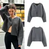 Marca Z Comercio Exterior Transfronterizo Stock Listo Estilo Europeo y Americano Moda Femenina 2026 Primavera Nueva Moda Chaqueta de Punto Doble Cara
