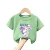 2314 # Ropa Infantil Niñas Camiseta de Manga Corta 2025 Nueva Mediana y Grande Niños Algodón Puro Niños Verano Delgado Camiseta Tops