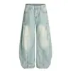 Magic Bear 2026 Nova Marca Americana Tendência Calças Scimitar Jeans Lavado Retrô Calças de Perna Larga Cleanfit Personalizadas