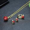 Moda Nuevo Colgante de Manzana de Cinabrio Regalo de Cumpleaños Manzana de Cinabrio de Alto Contenido Cadena Clavicular Pendientes Traje