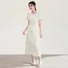 2607111-Vestido Elegante y con Estilo para el Día a Día y para Ir al Trabajo con Cintura Cruzada y Efecto Adelgazante, Nuevo Modelo de Verano de Nanyou Moda para Mujer