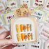 Unhas Usáveis Desenho Animado Infantil Estilo Ano Novo 2025 Manicure Curta para Meninas Doce Estilo Estudante Fofo Peças de Unhas Usáveis